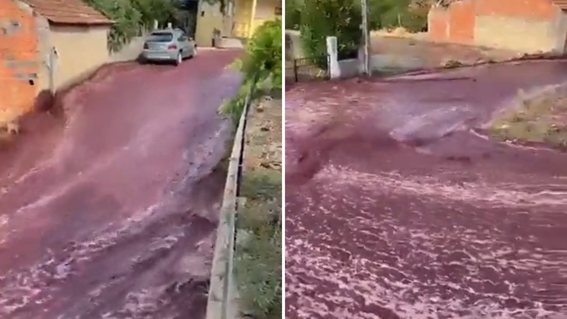 Impressionante! Cidade é inundada por “rio” de vinho tinto: “Se esperava”