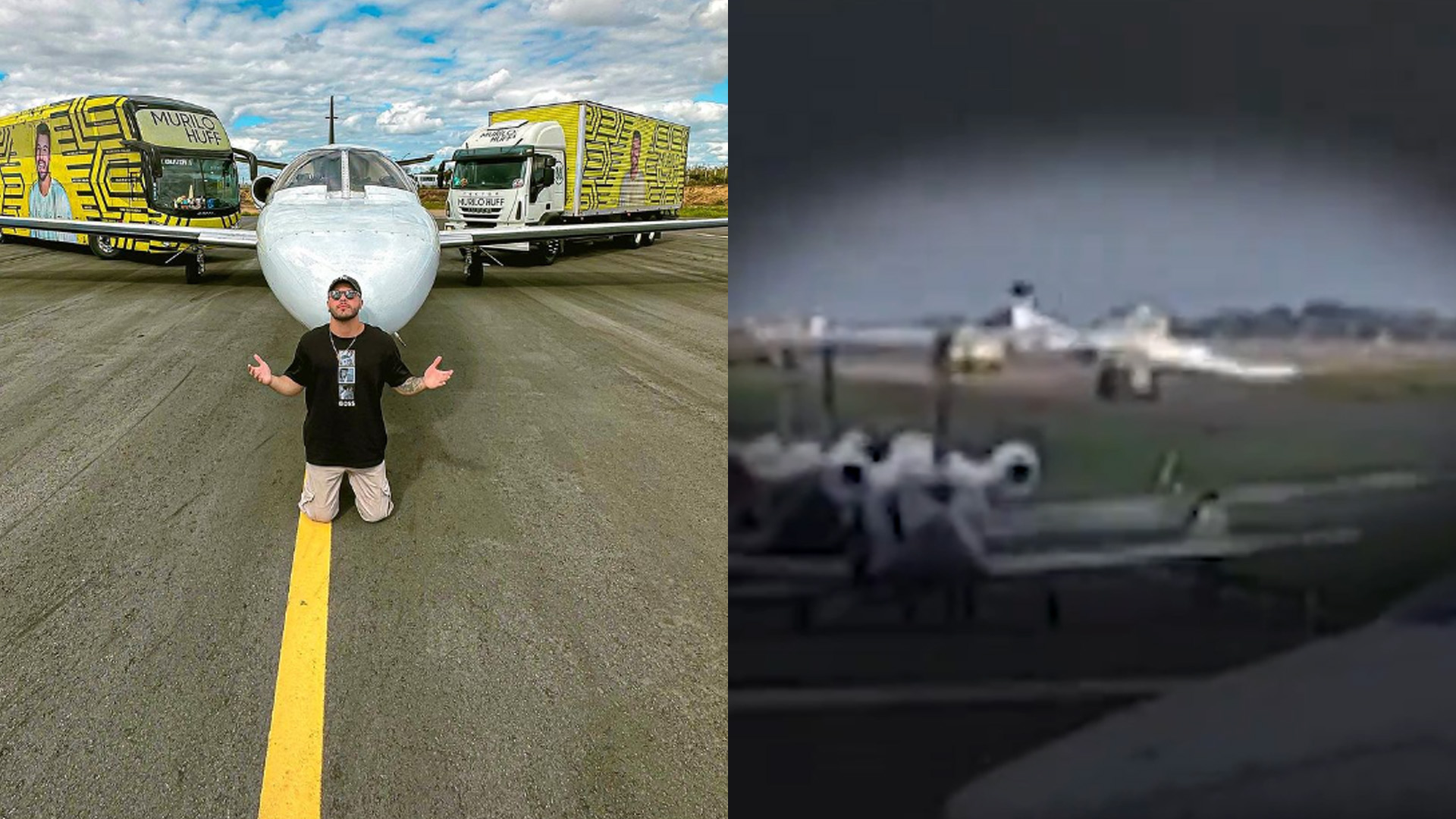 Avião de Murilo Huff, ex de Marília Mendonça, cai em vala de aeroporto