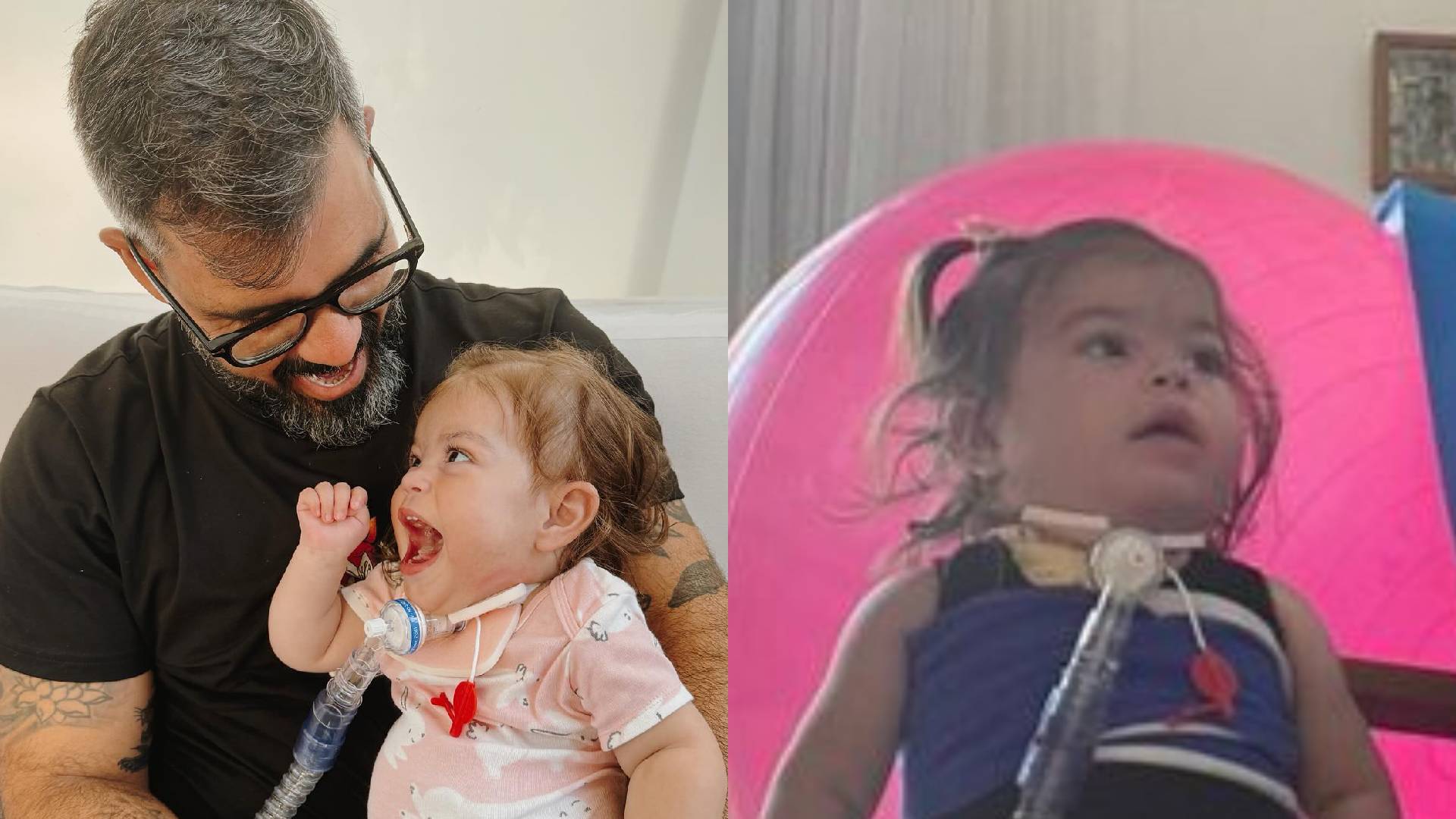 Filha de Juliano Cazarré fica em pé pela primeira vez e comove: “Milagre”