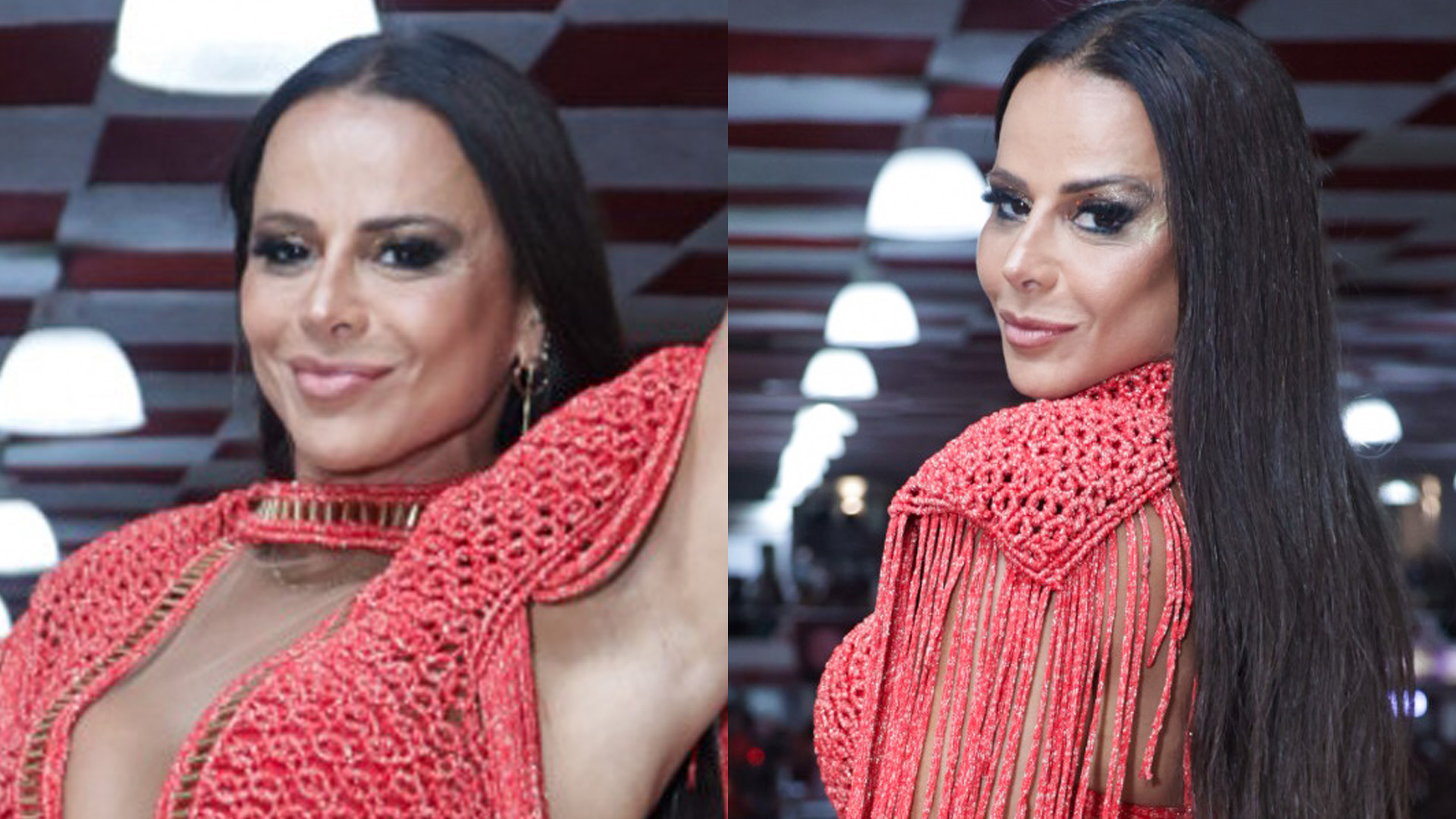 Viviane Araújo causa em ensaio de Carnaval com look de crochê decotado