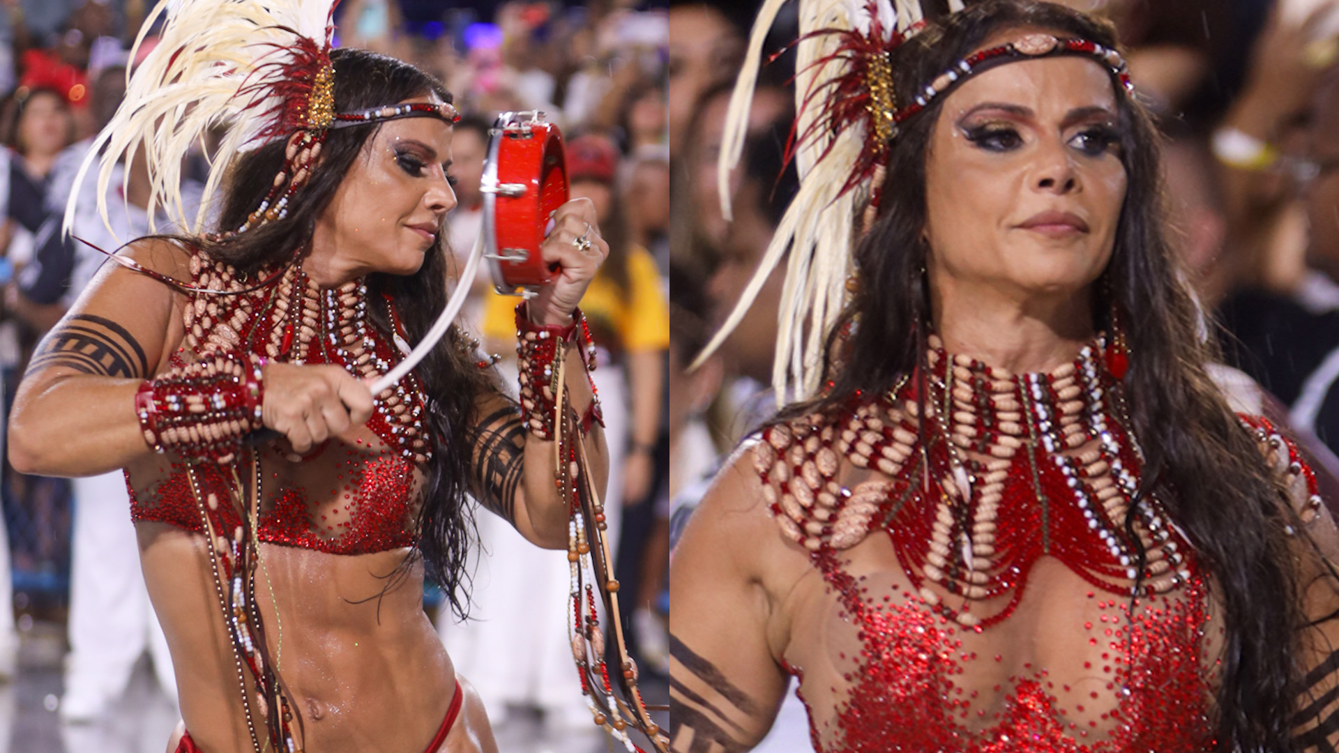Viviane Araújo samba com cantinho da virilha à mostra em ensaio de Carnaval