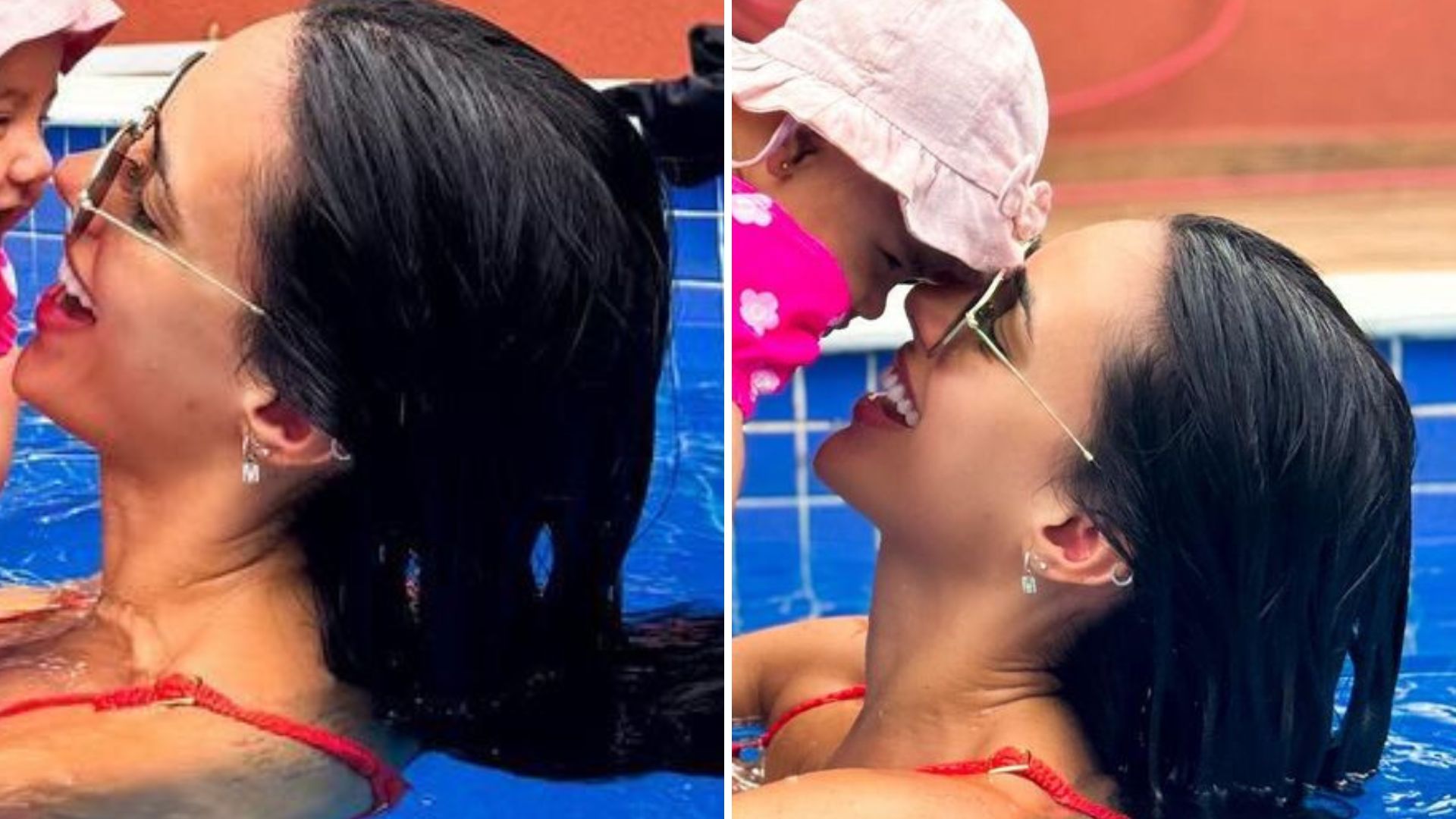 Fofura! Bruna Biancardi curte folia na piscina com Mavie: “Amor da minha vida”