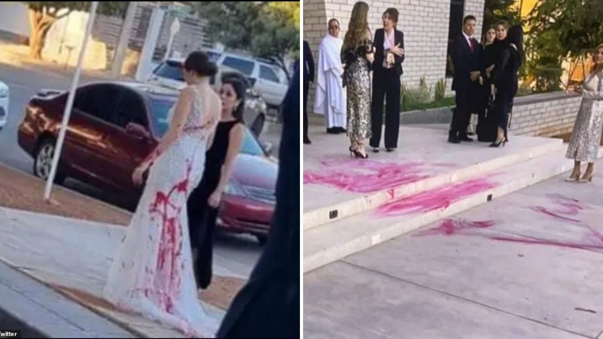 Mulher contrata homens para jogar tinta no vestido de noiva da futura nora