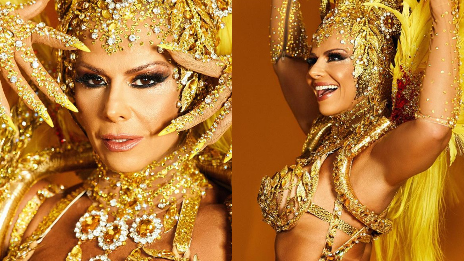 Viviane Araújo se cobre de ouro e amarelo e brilha na Sapucaí: “Reluzente”