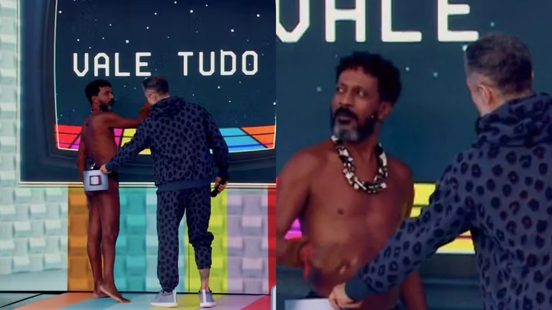 Luís Miranda tira a roupa no Caldeirão e deixa Marcos Mion chocado: “Que é isso!”