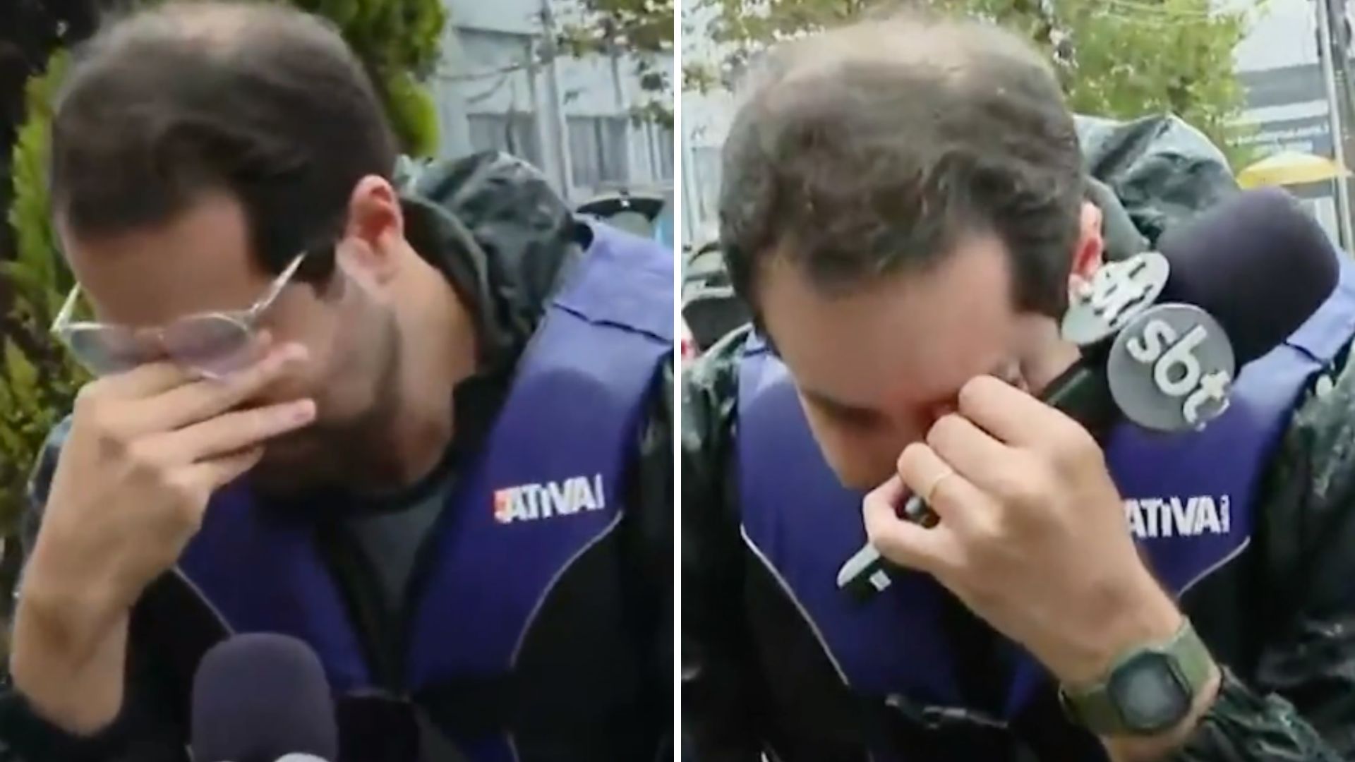 Apresentador do SBT despenca em lágrimas durante cobertura no RS: “Muito difícil”