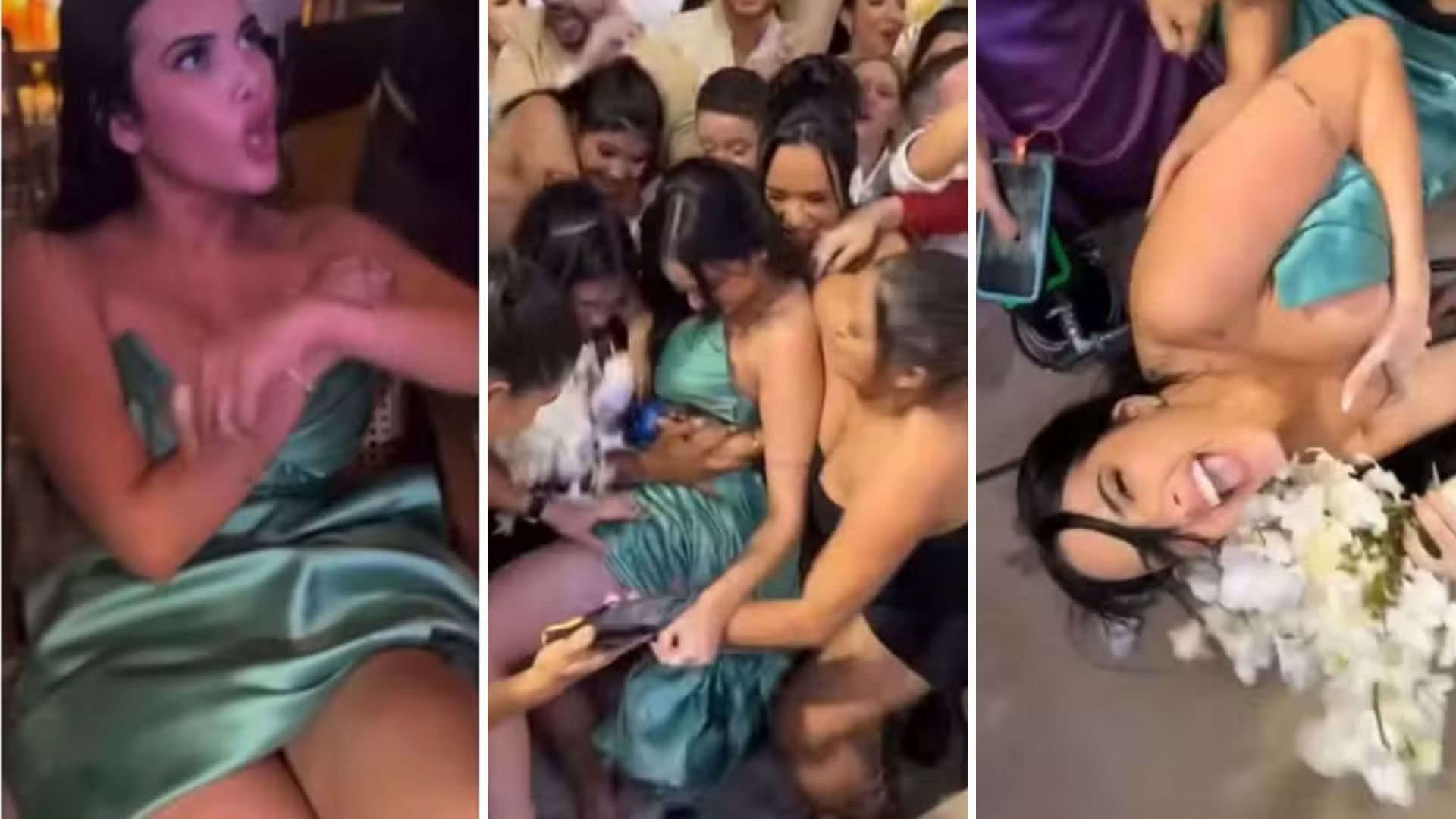 Emily Garcia tenta pegar buquê, é atacada e acaba roxa: “Agiram na maldade”