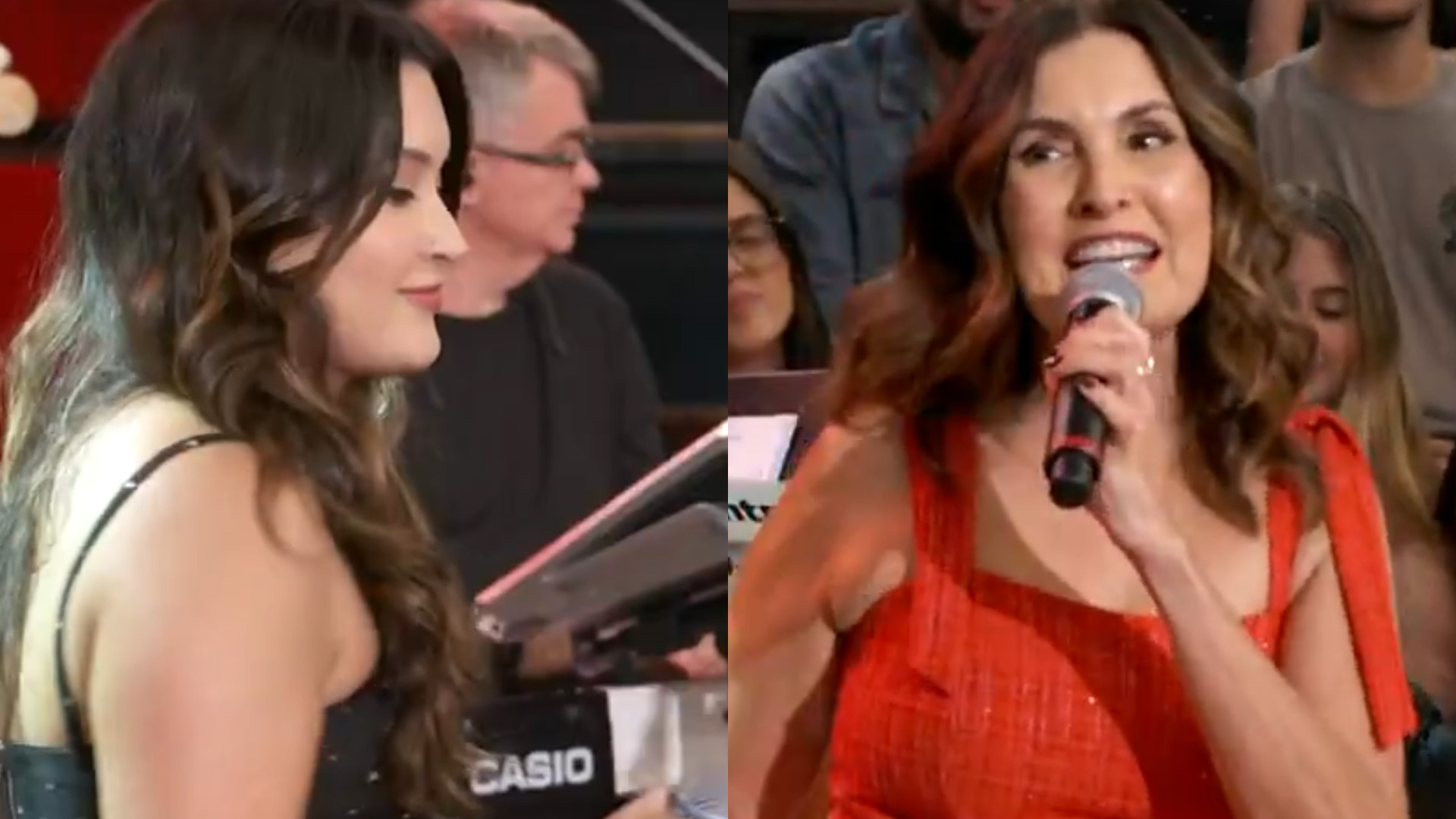 Fátima Bernardes ataca de cantora ao lado da filha no ‘Altas Horas’: “Deram show”