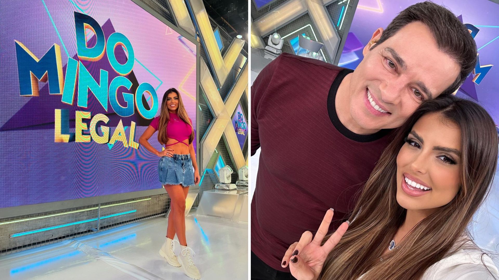 Isabella Arantes celebra nova fase como assistente de palco no ‘Domingo Legal’