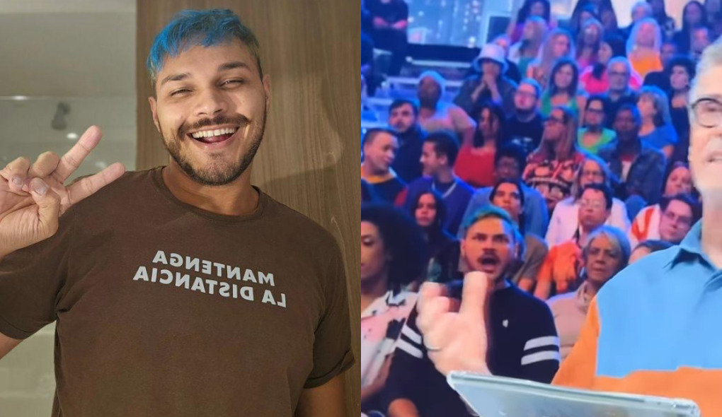 Carioca que virou meme após surgir no Domingão explica caras e bocas e comenta fama: ‘Em choque’