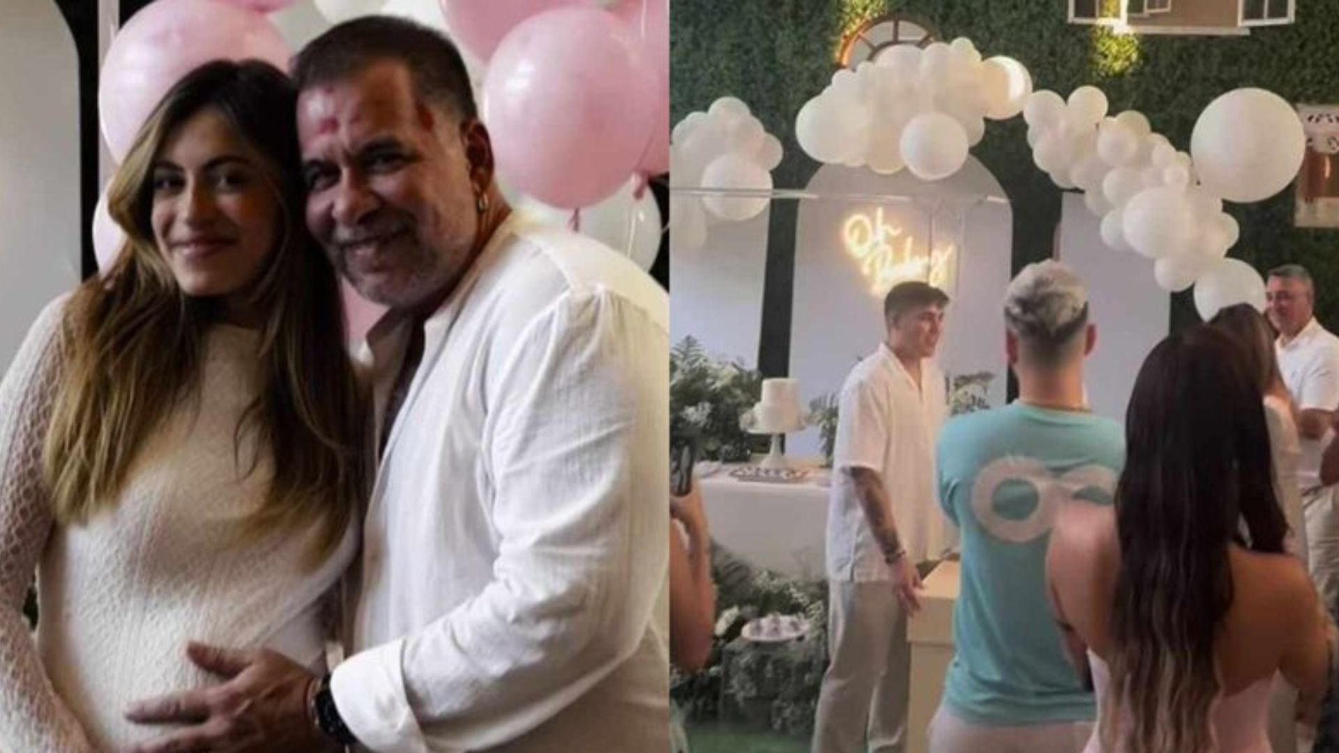 Leandro Hassum celebra gravidez da filha em chá revelação: “Vou ser avô”