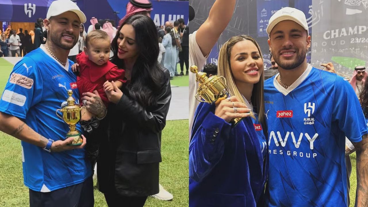 Neymar curte evento na Arábia Saudita com duas ex-namoradas