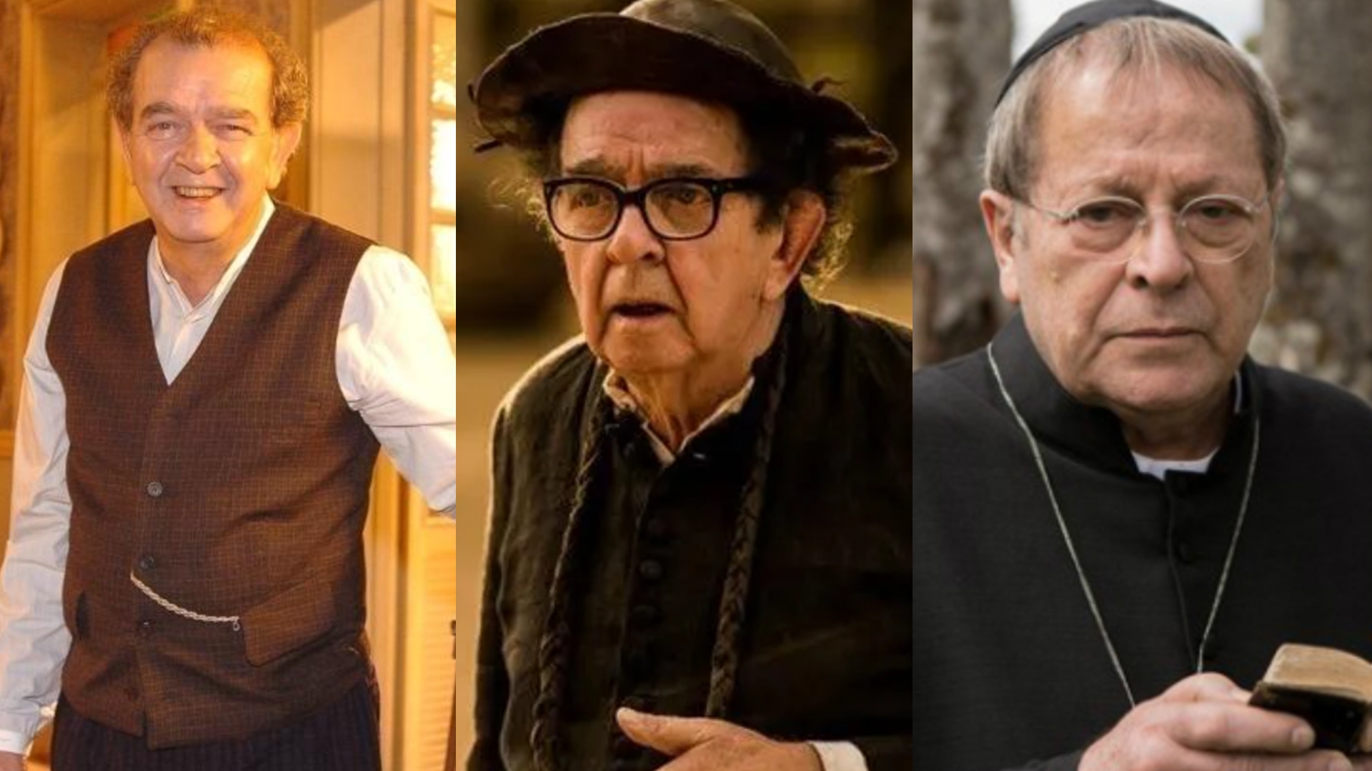 Umberto Magnani como Elias de Alma Gêmea e padre Romão de Velho Chico e Carlos Vereza de padre Benício (Reprodução/Globo)