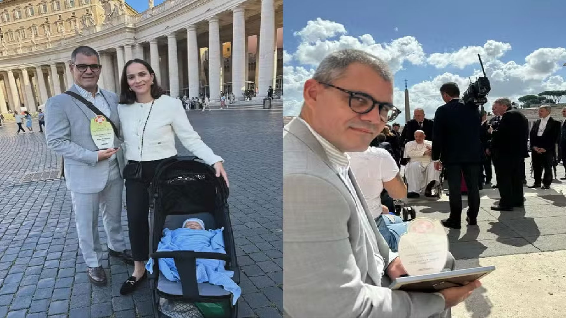 Juliano Cazarré se emociona ao encontrar o Papa durante viagem: “Abençoado”