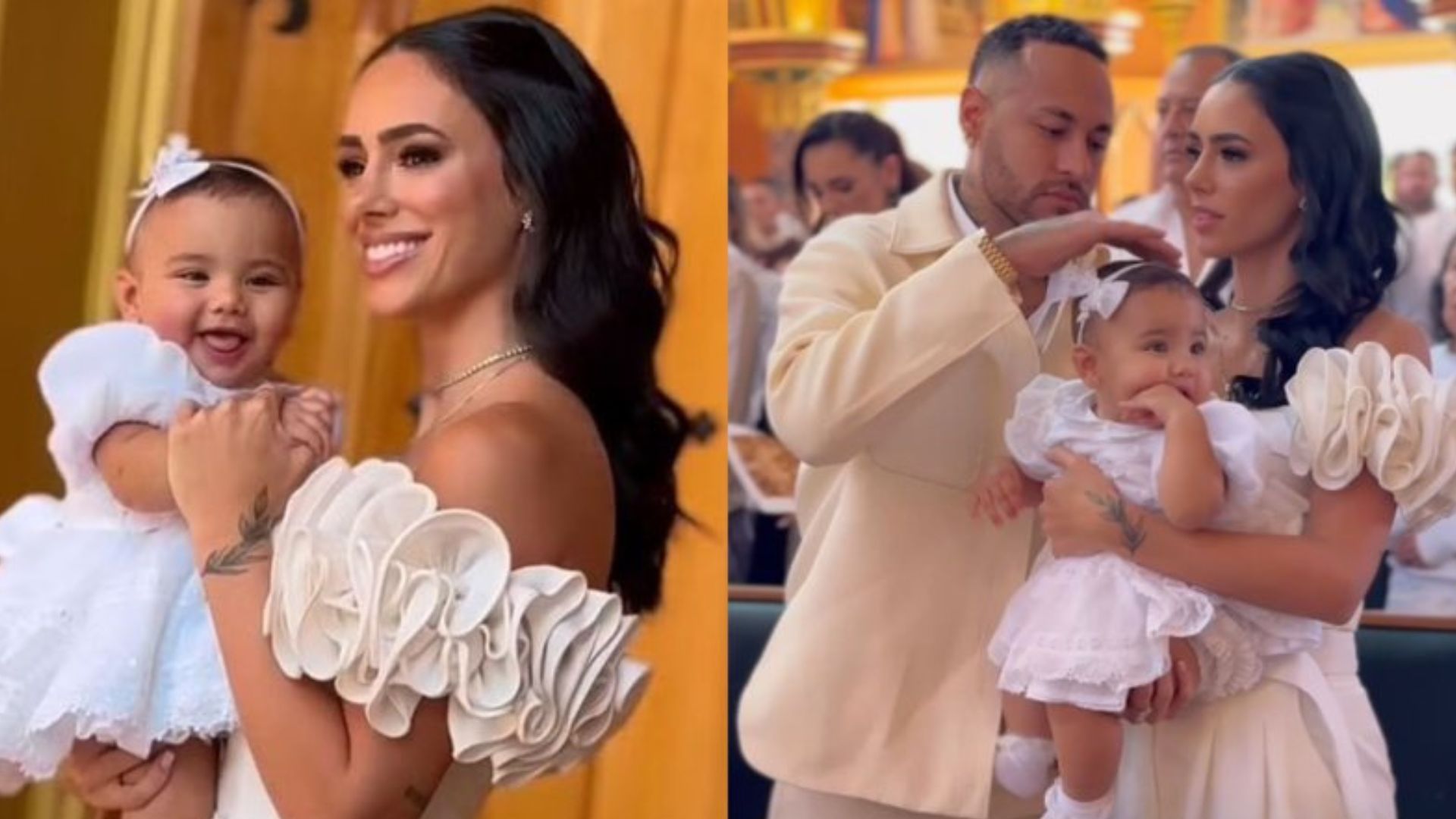 Neymar e Bruna Biancardi encantam com vídeo do batismo de Mavie: “Linda”