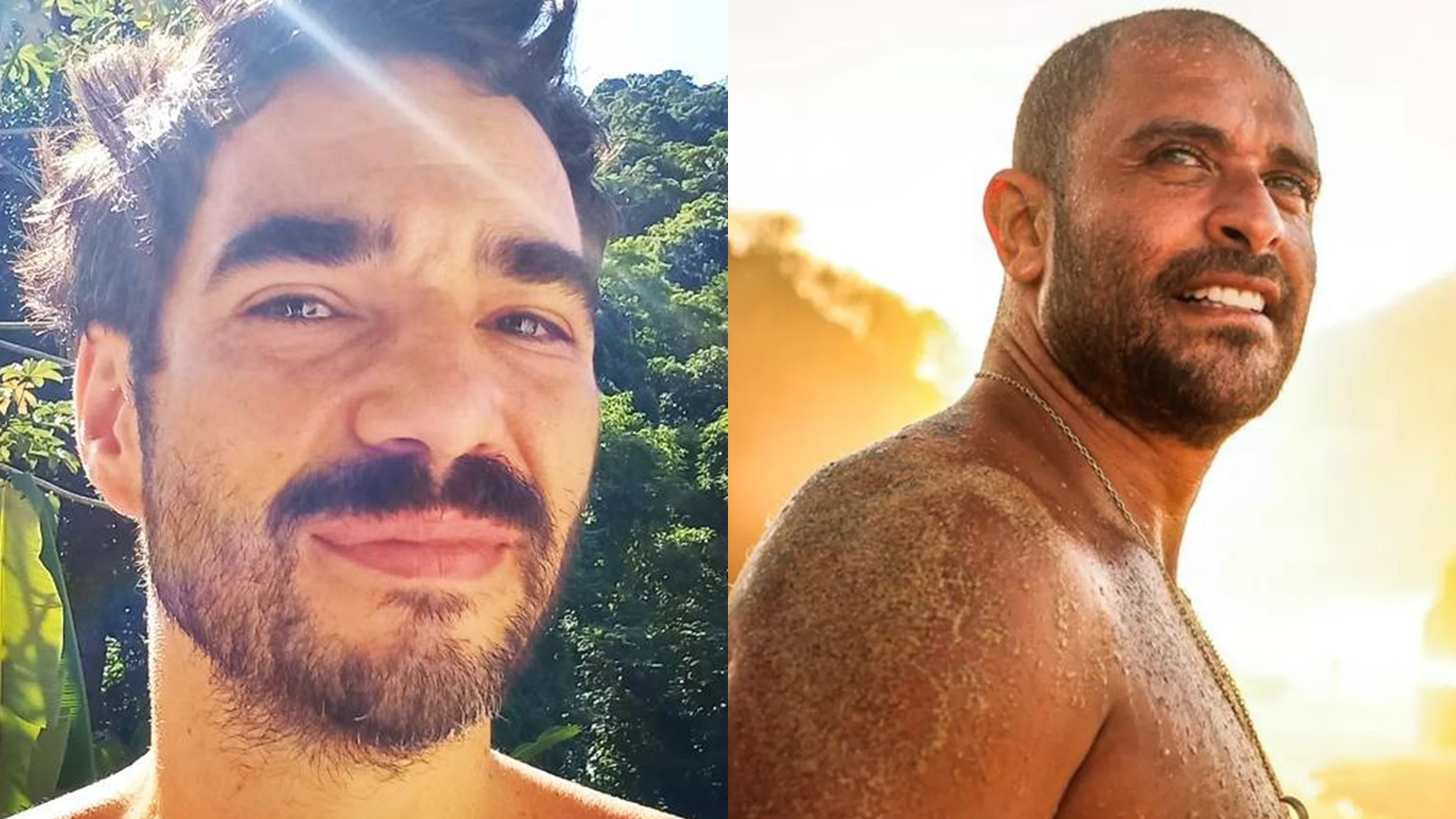 Caio Blat e Diogo Nogueira posam de sunga com direito a declaração: “Admiro”