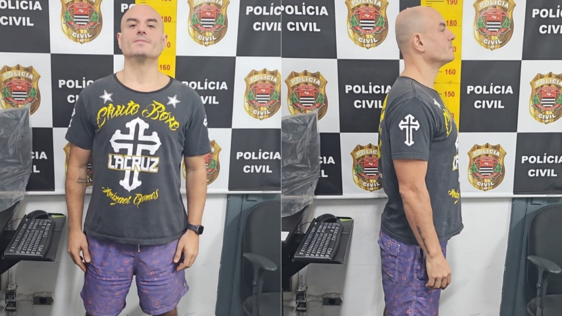 Carlinhos Mendigo ri de deboche em fotos oficiais de sua prisão; veja