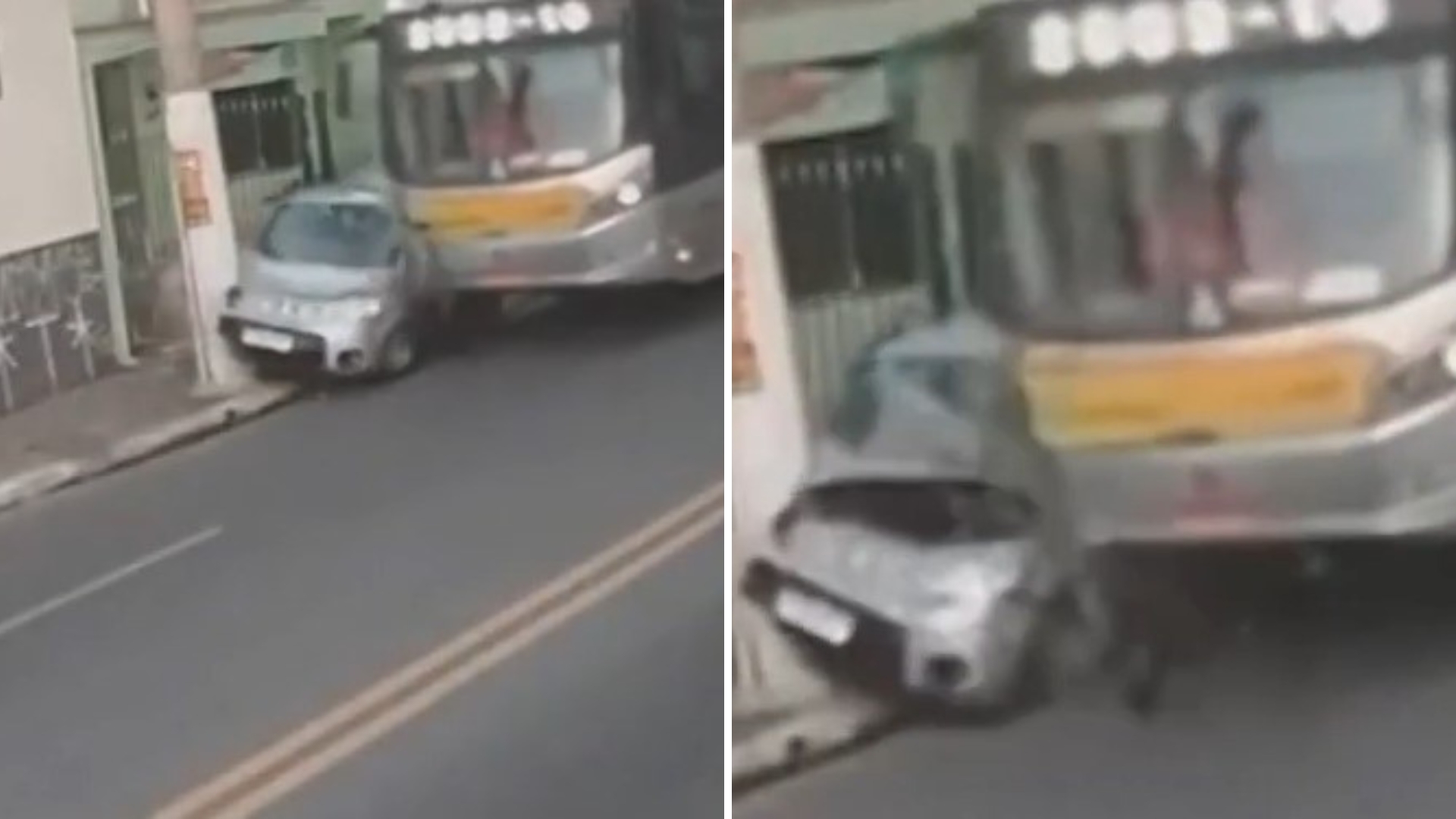 Motorista escapa por segundos de colisão violenta com ônibus após condutor passar mal