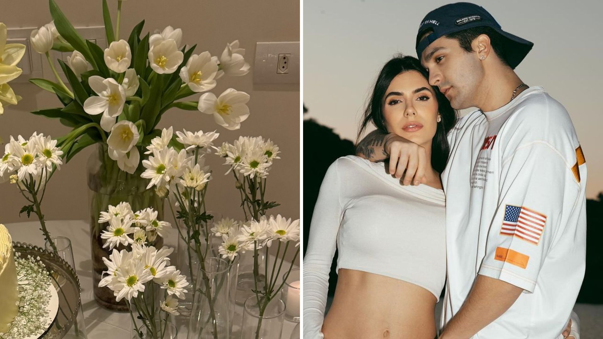 Luan Santana e Jade Magalhães ganham chá revelação intimista