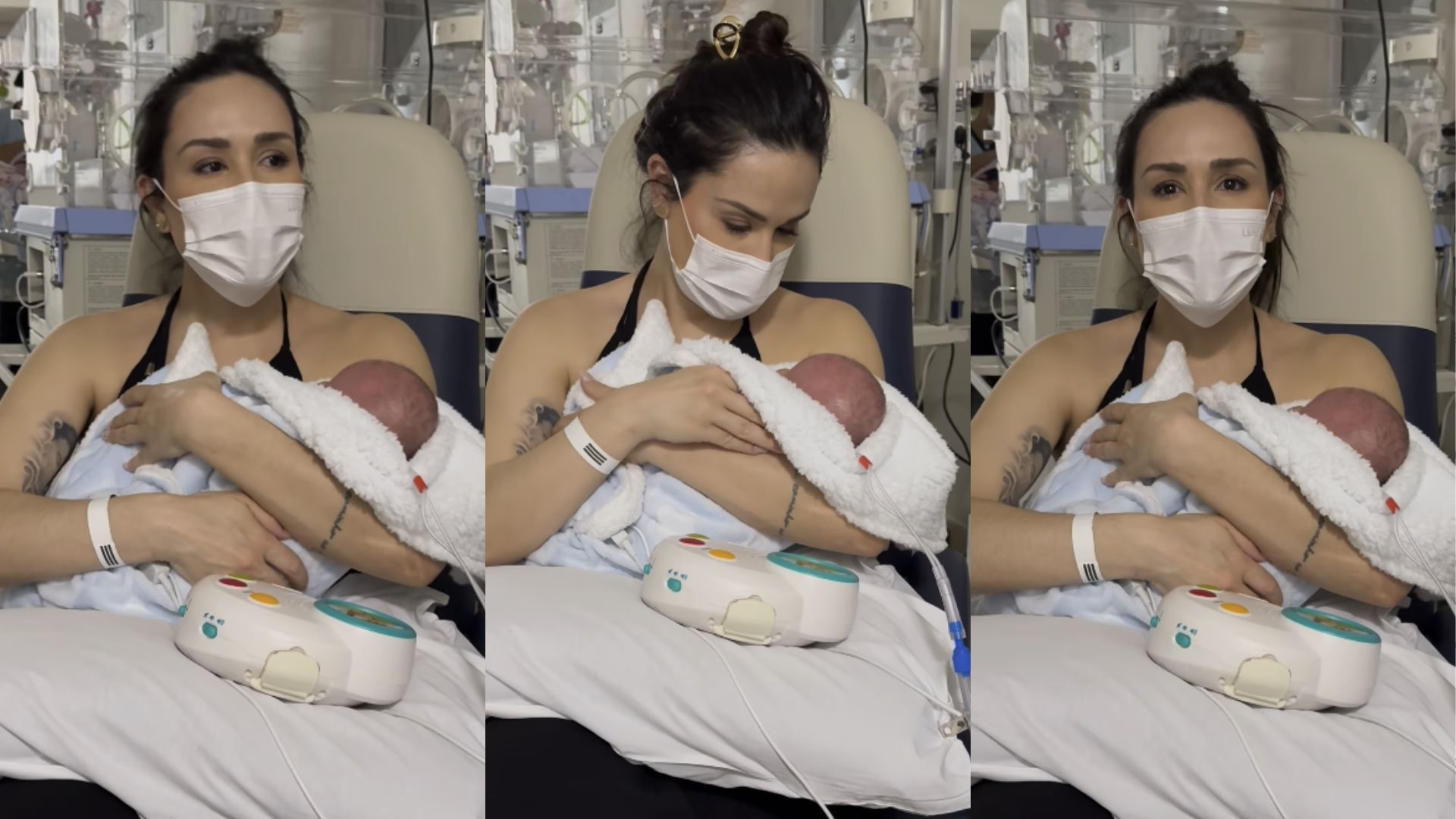 Após perda de bebê prematuro, Nadja Haddad comemora recuperação do filho de 4 meses: “Extubado”