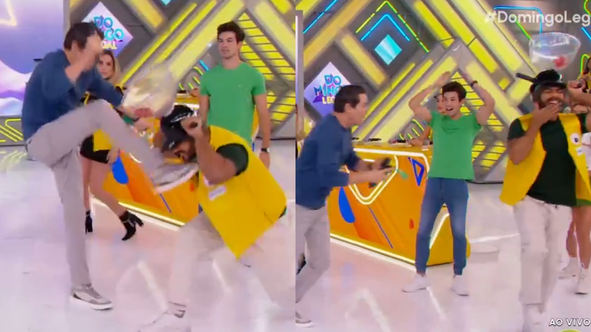 Celso Portiolli chuta rosto de ex-BBB ao vivo no SBT: “Você tá doido?”