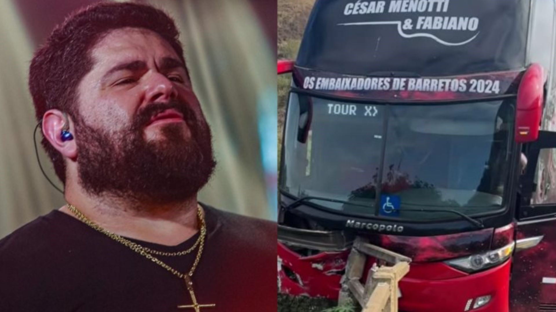 Cesar Menotti faz primeira aparição após acidente de ônibus: “Consegui sair”
