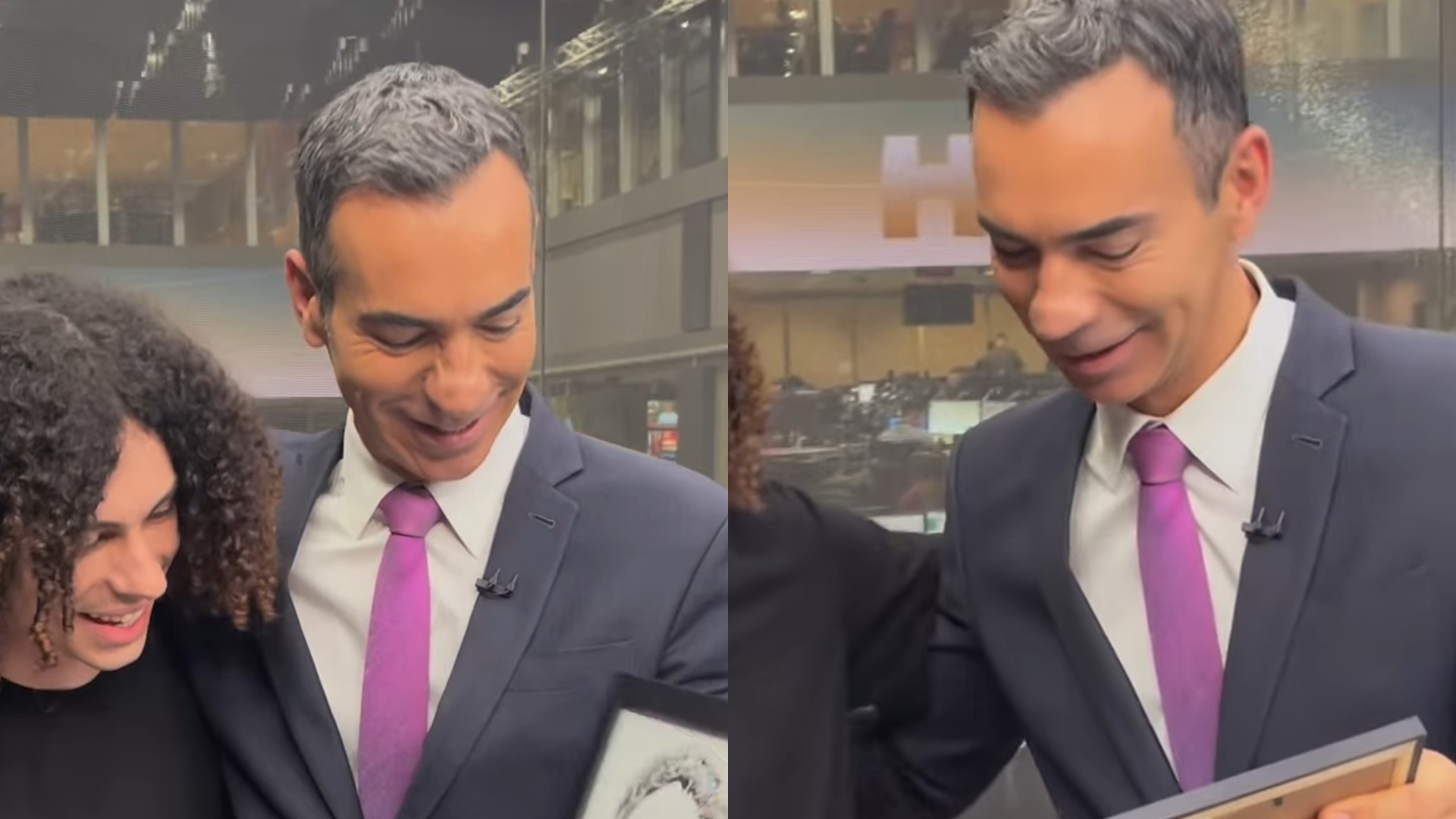 Cesar Tralli se emociona ao receber presente de assistente do JH: “Quanto carinho”