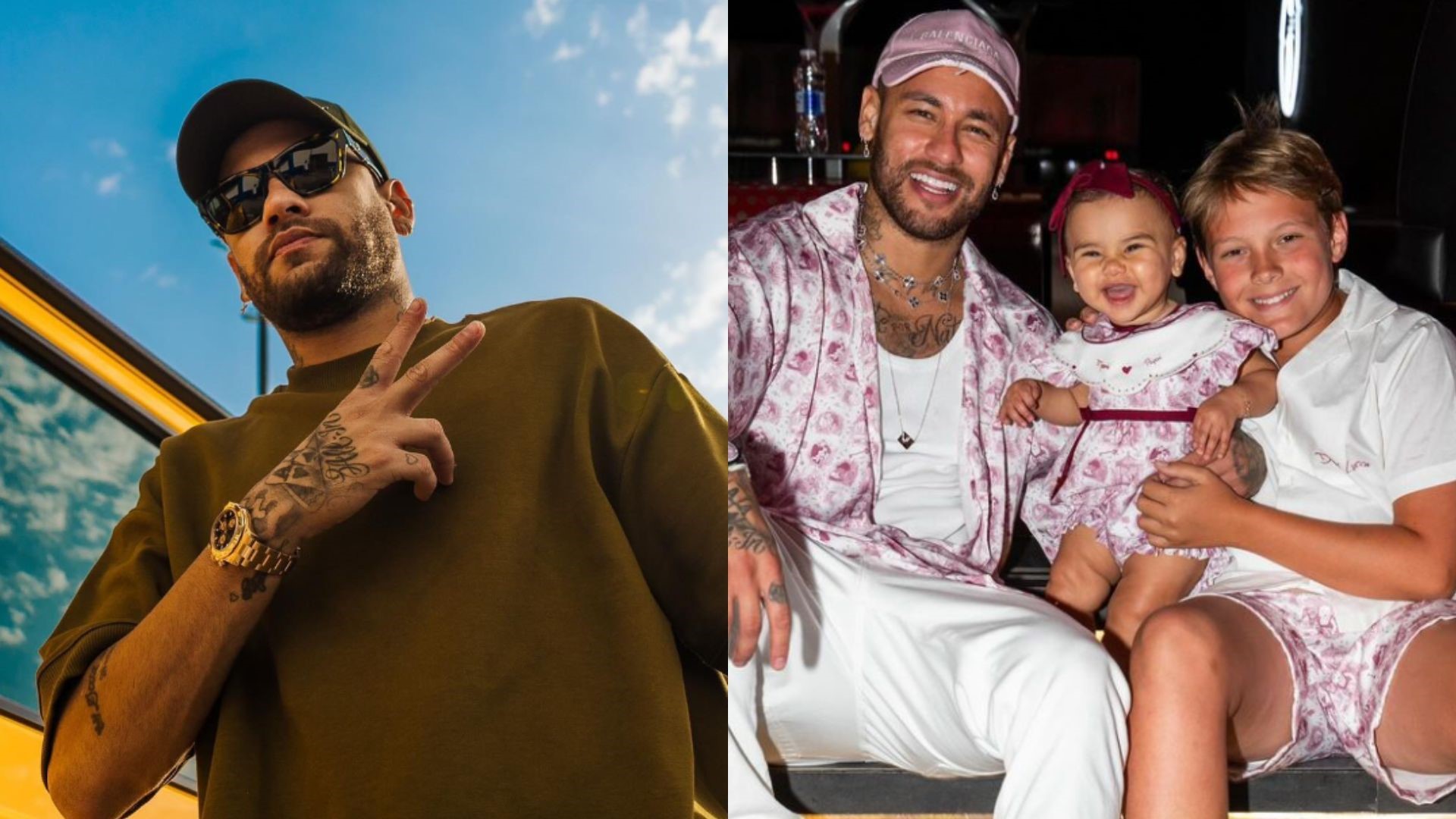 Fora do país, Neymar Jr. celebra Dia dos Pais com dois dos três filhos