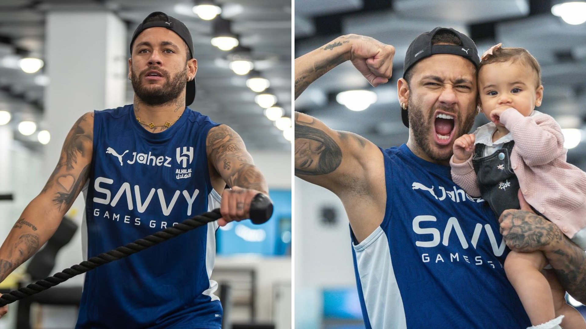 Neymar recebe visita especial de Mavie em treino e semelhança chama a atenção