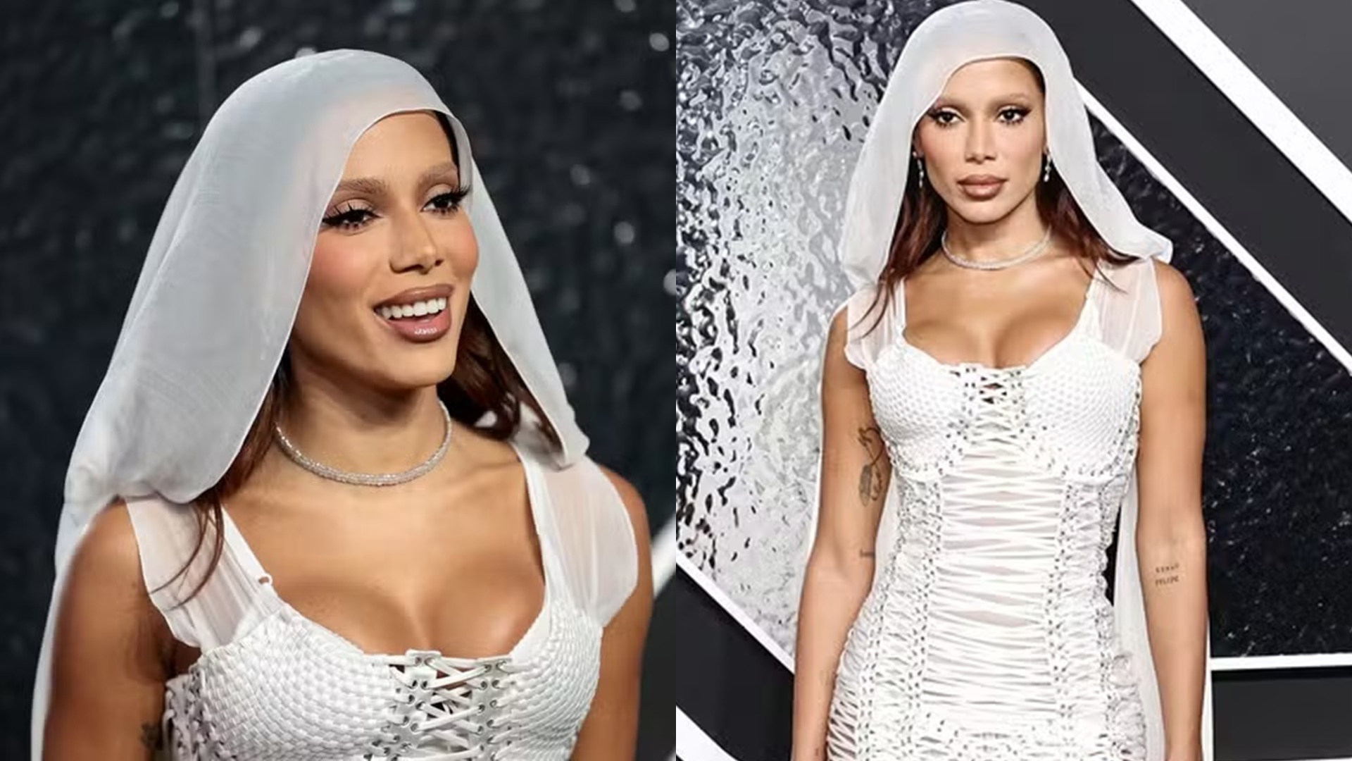 Anitta surge de ‘noiva’ e vestidinho colado para premiação internacional: “Gostosa”
