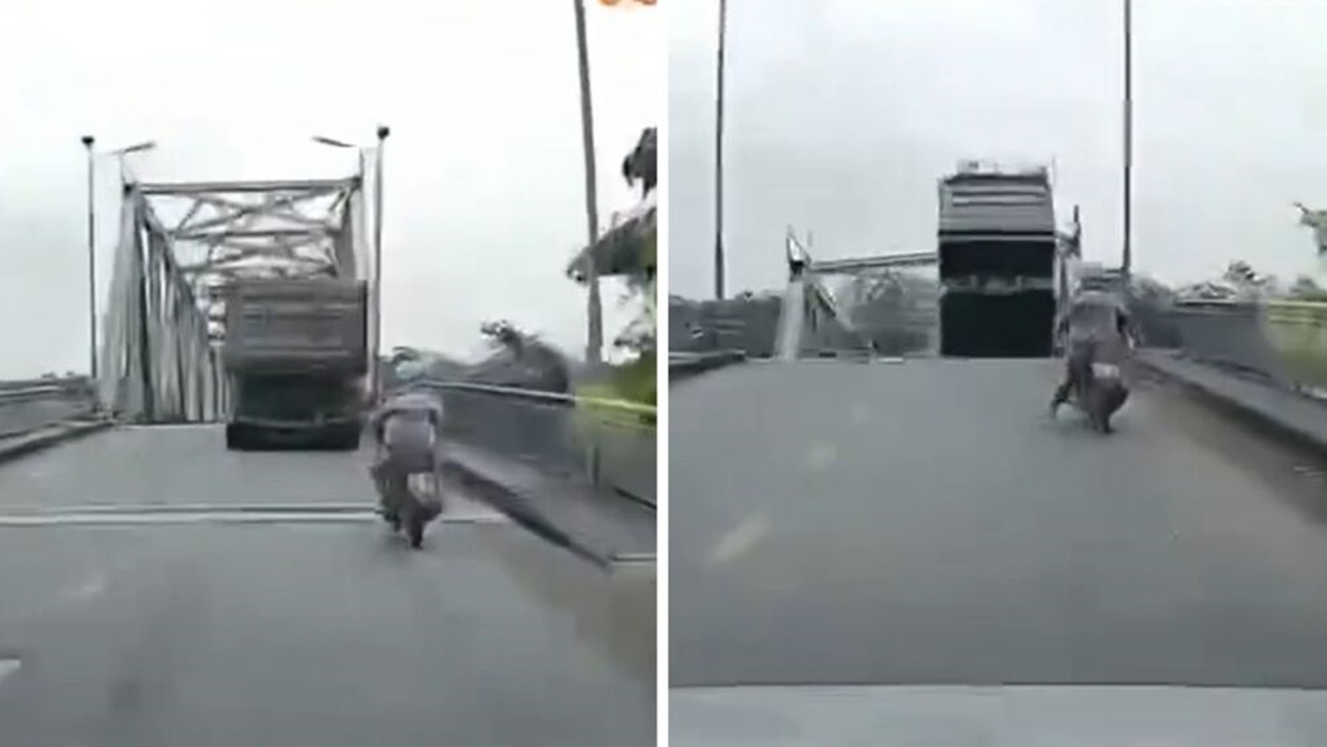 Ponte desaba durante tufão e caminhão é ‘engolido’; assista o vídeo