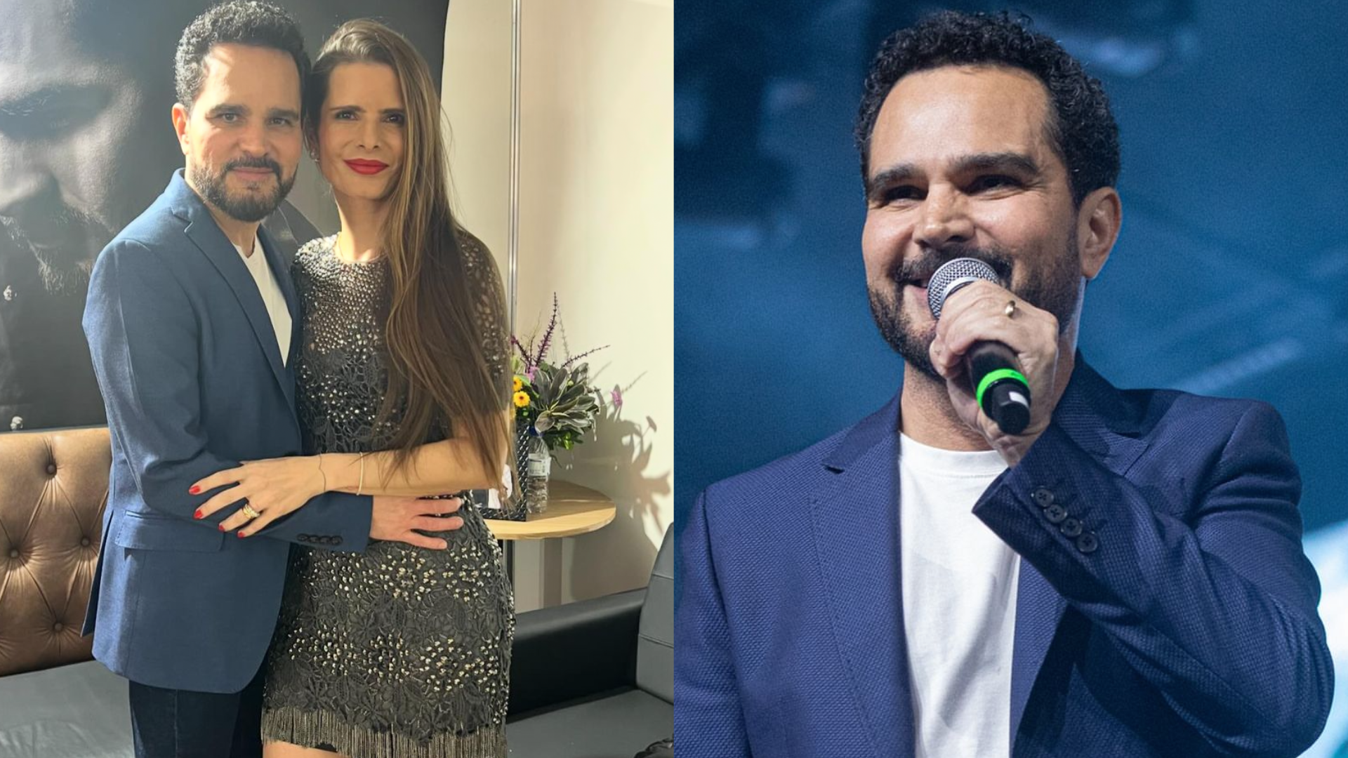 Ao lado da esposa, Luciano Camargo chora em primeira apresentação gospel