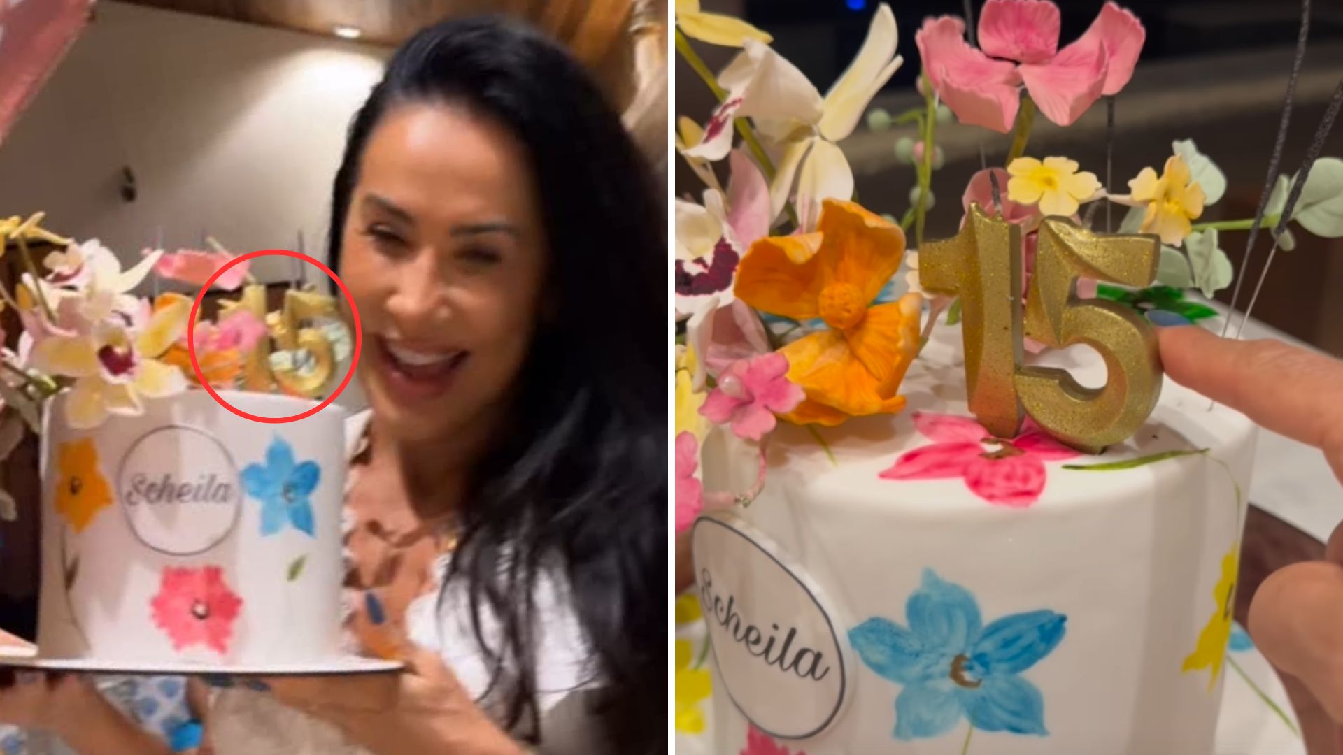 Scheila Carvalho celebra ’15 anos’ com bolo temático: entenda mudança de idade