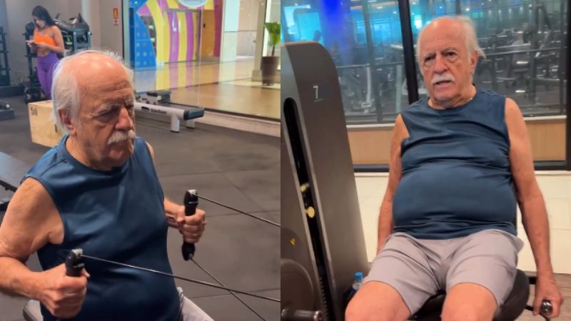 Aos 91 anos, Ary Fontoura faz treino intenso na academia e web reage: ‘Exemplo’