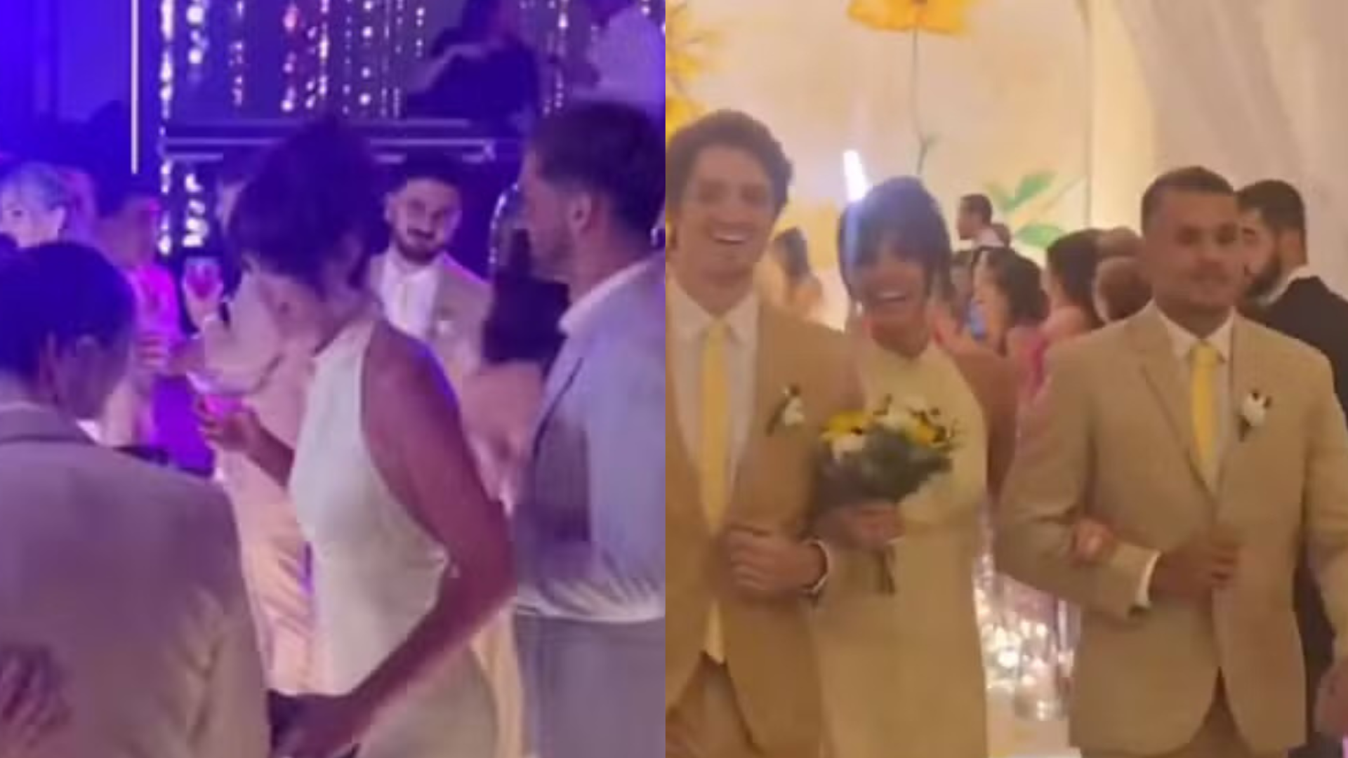 Bruna Marquezine leva João Guilherme para casamento, mas entra acompanhada de dois rapazes