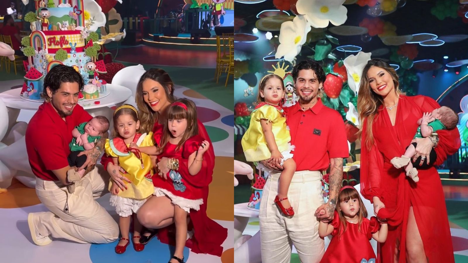 Começou! Virginia e familia chegam na festa de Maria Flor; confira os looks