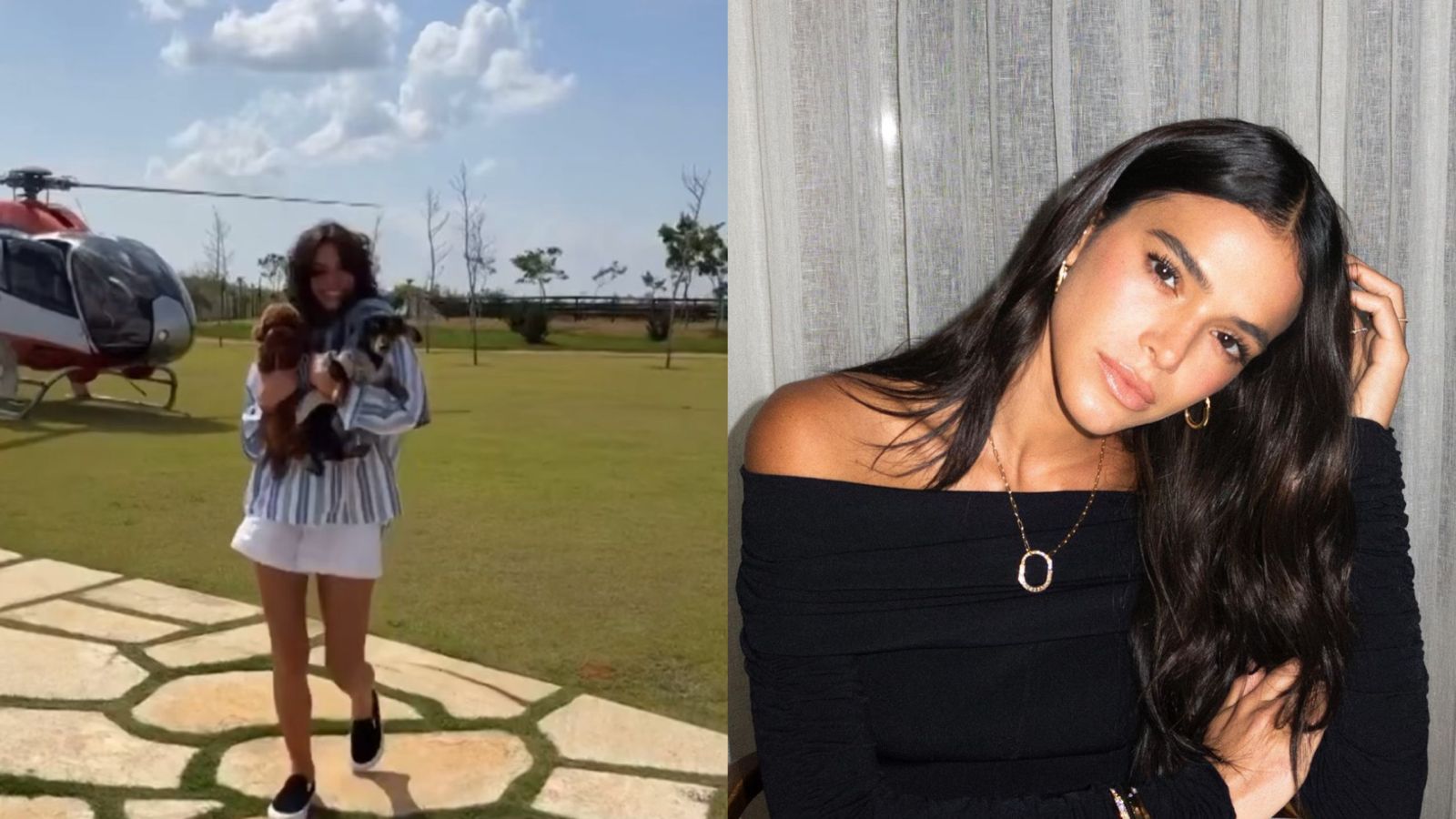 Poderosa! Bruna Marquezine chega em aniversário de helicóptero