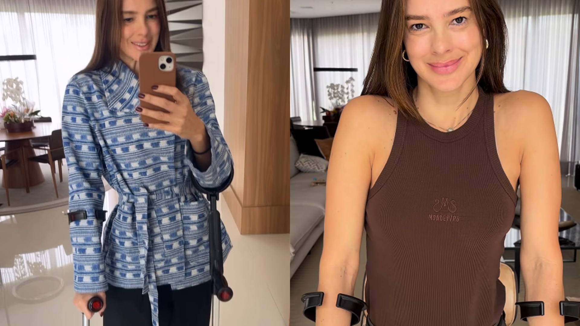 De muletas, esposa de Rodrigo Faro detalha luta contra o câncer: ‘É o início’