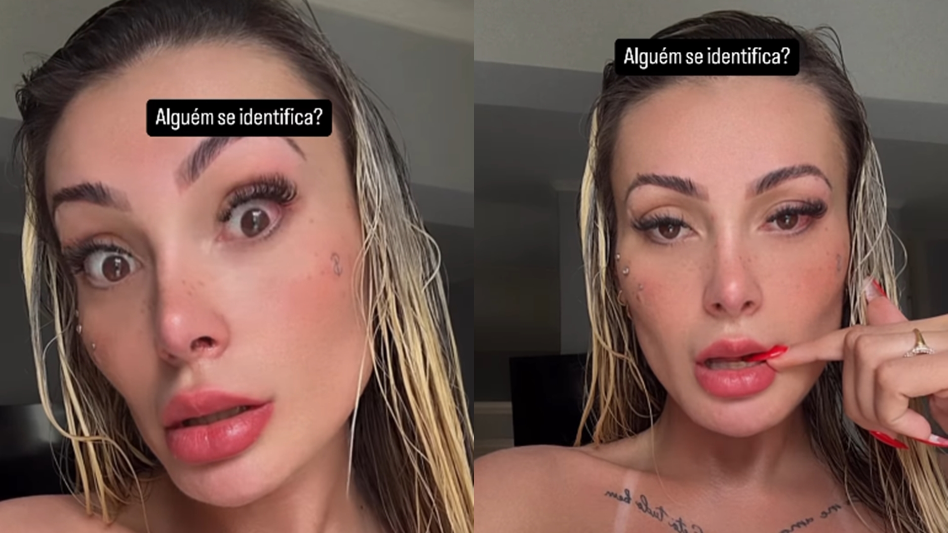 Andressa Urach faz vídeo estranho após banho e fãs comentam: ‘Precisa ser tão baixa?’