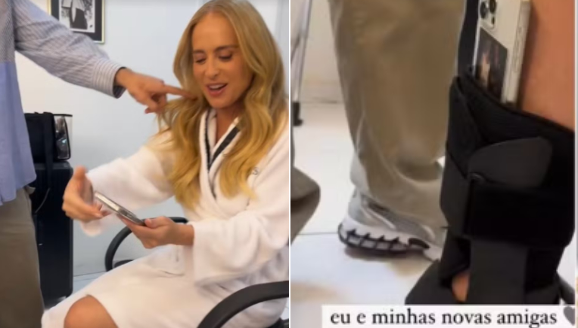 Angélica revela motivo de estar usando muletas: ‘Não vou deitar’