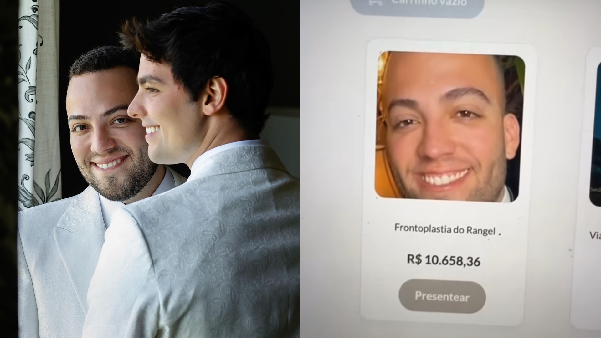 Influenciador exibe lista de presentes caros do casamento de Lucas Rangel e Lucas Bley: ‘Cirurgia de testa’
