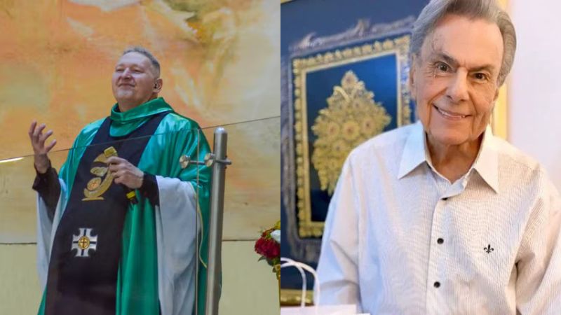 Padre Marcelo Rossi chora emocionado na missa de 7º dia de Agnaldo Rayol