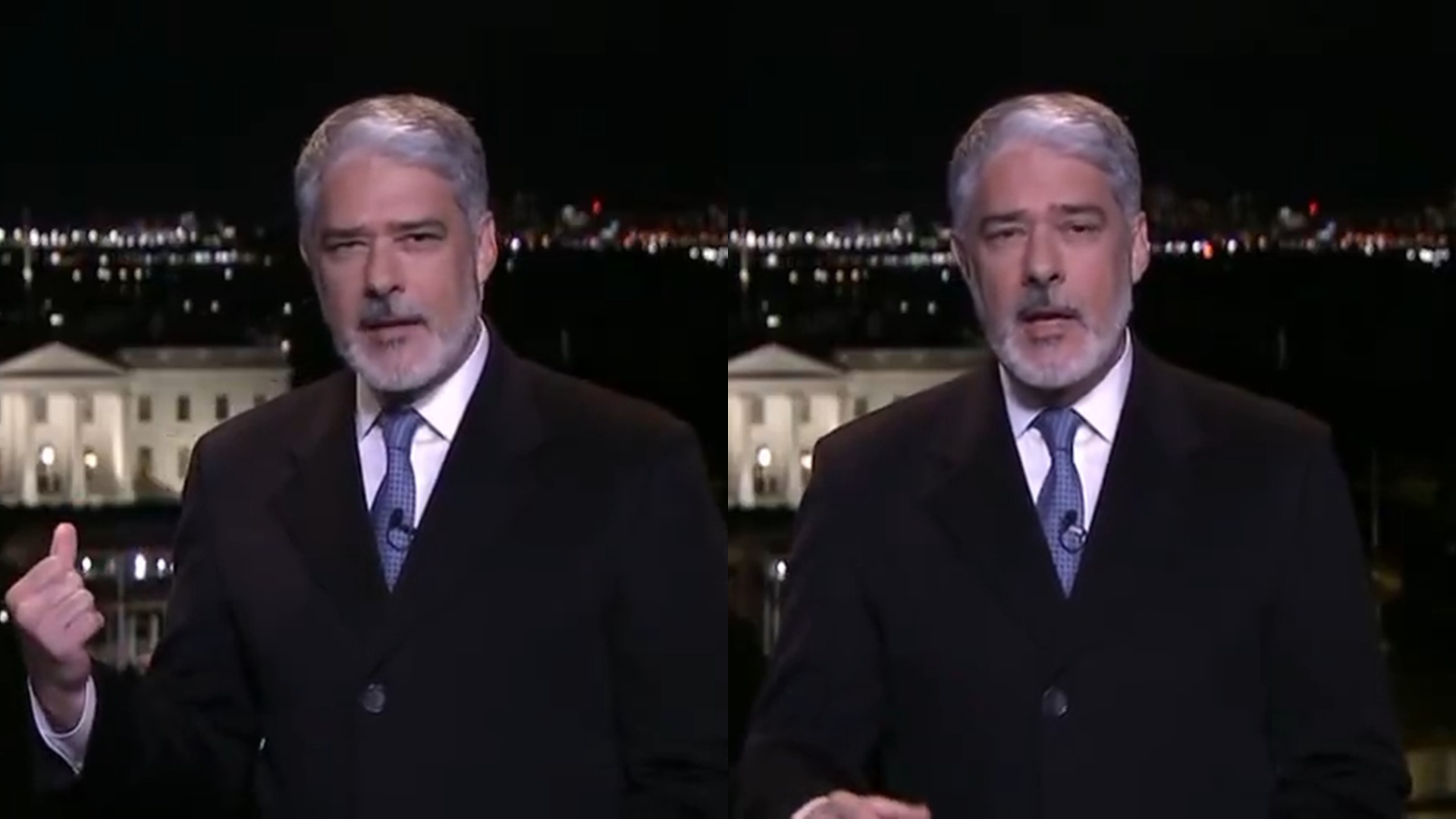 William Bonner se revolta com gritaria durante entrada ao vivo no JN: ‘Pregação lá atrás’