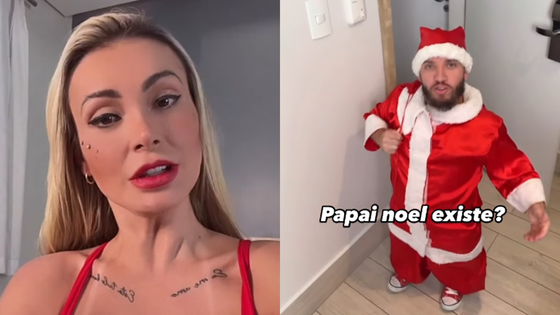 Andressa Urach entra no clima natalino e grava filme adulto com Papai Noel anão