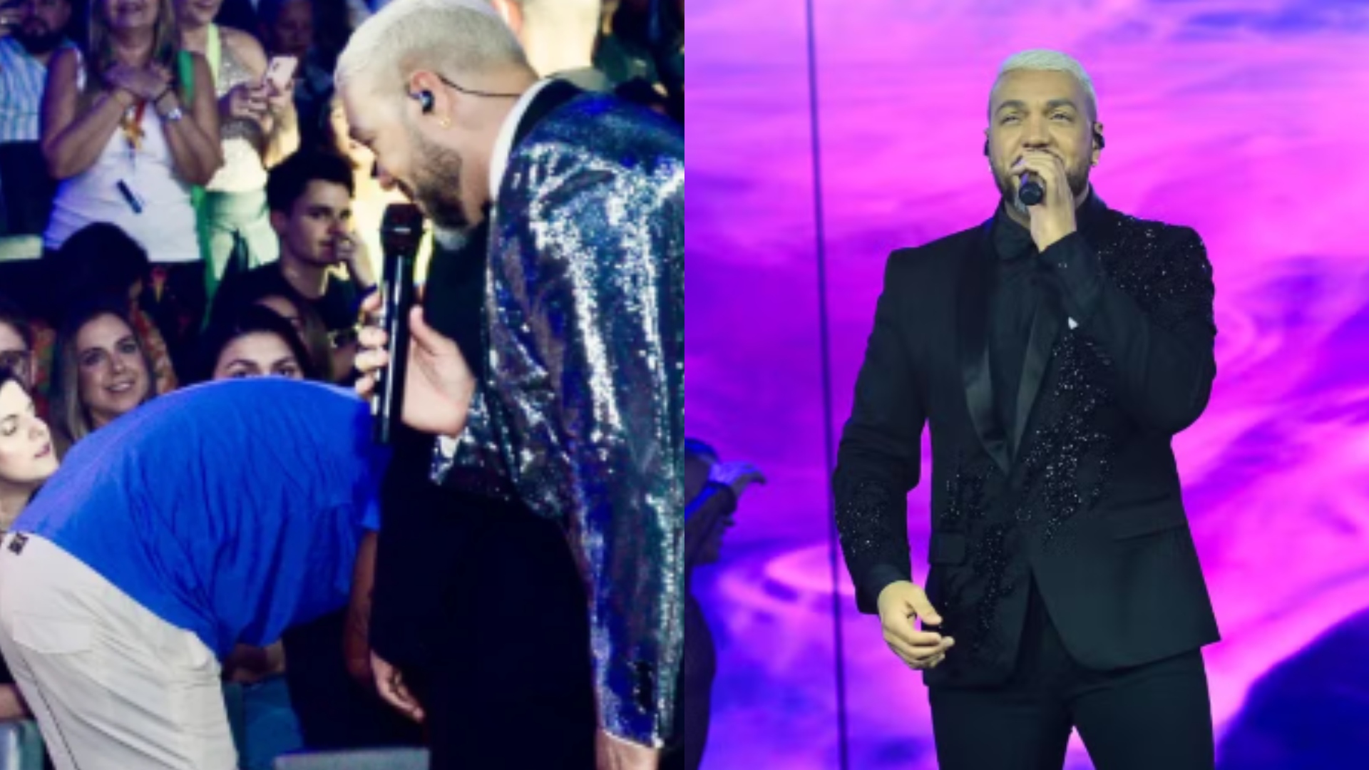 Apaixonado, Belo faz homenagem à nova namorada durante show; confira o momento
