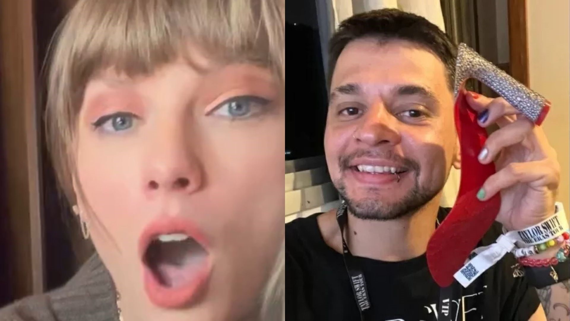 Brasileiro revela ajuda crucial na família após pegar salto quebrado de Taylor Swift
