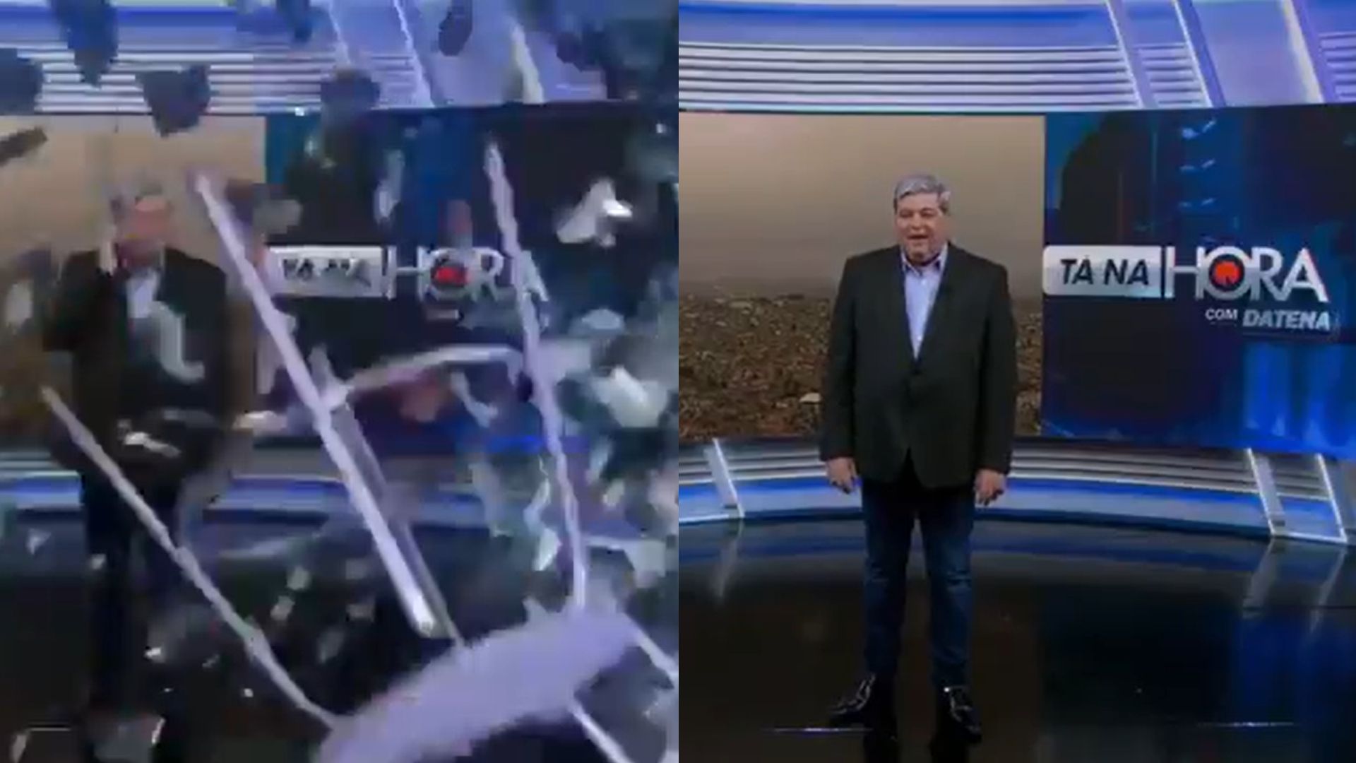 Vinheta do Tá Na Hora em estreia de Datena ironiza “cadeirada” em Pablo Marçal; veja