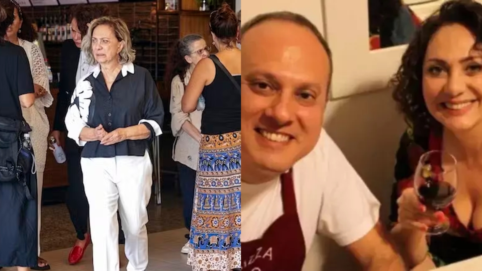 Ao lado da mãe de 93 anos, Eliane Giardini surge abalada no velório do irmão