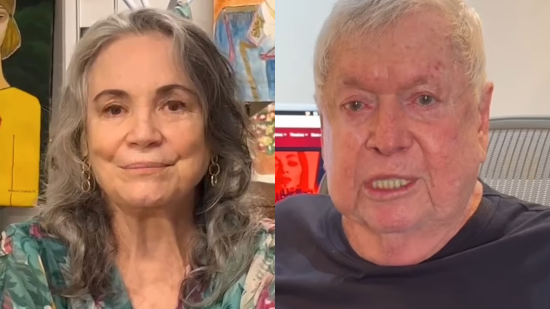 Regina Duarte acusa Boni de quase a fazer ter um ataque do coração: ‘Nunca tinha’