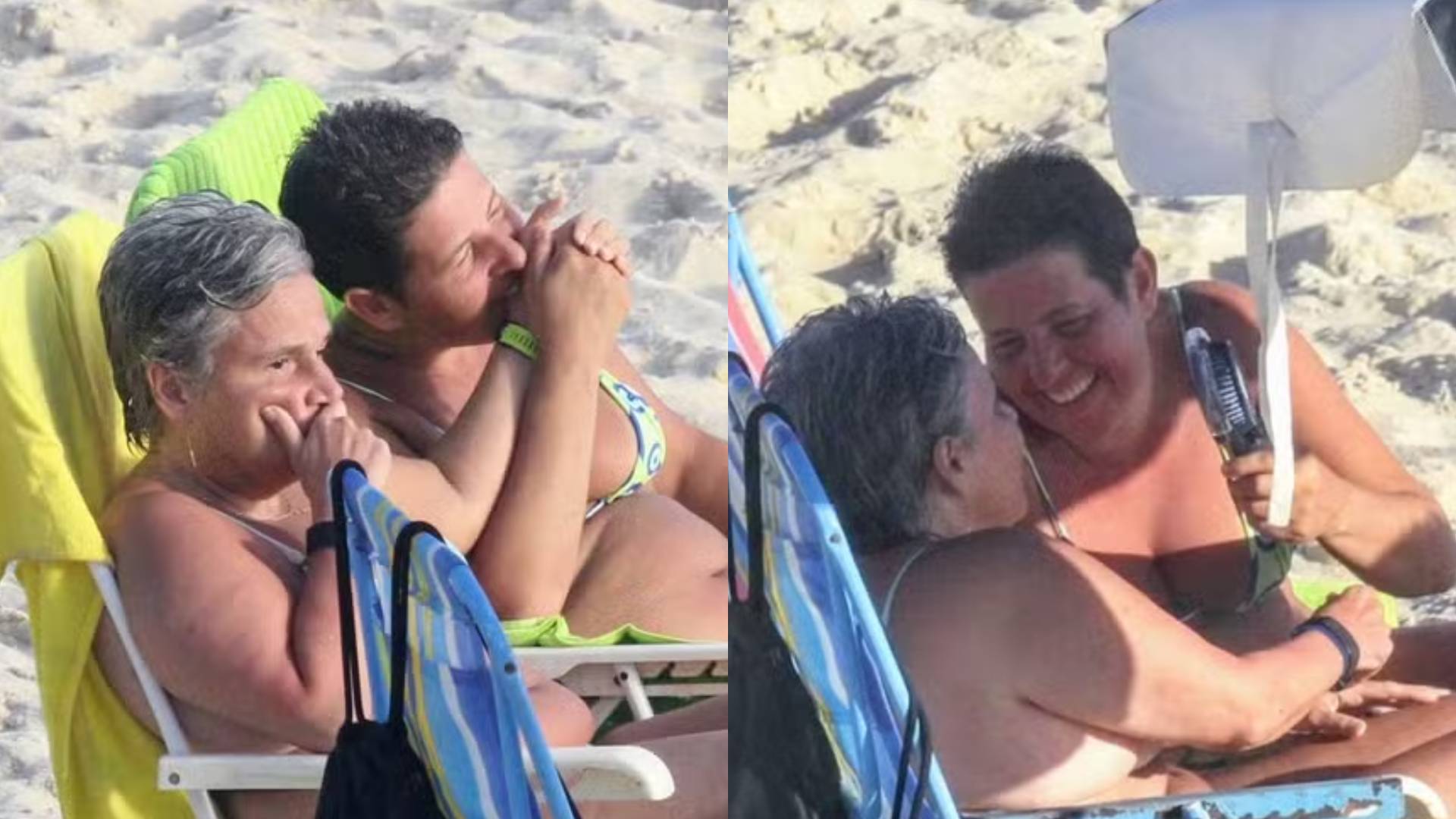 Claudia Rodrigues é flagrada aos beijos com namorada em praia do RJ